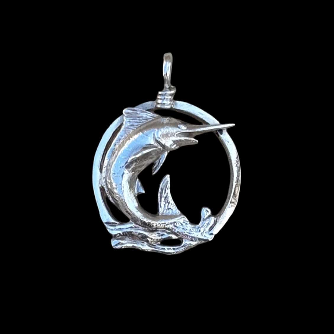 Leaping Marlin Pendant - .925 /14K Michiko Inventory Sterling Silver