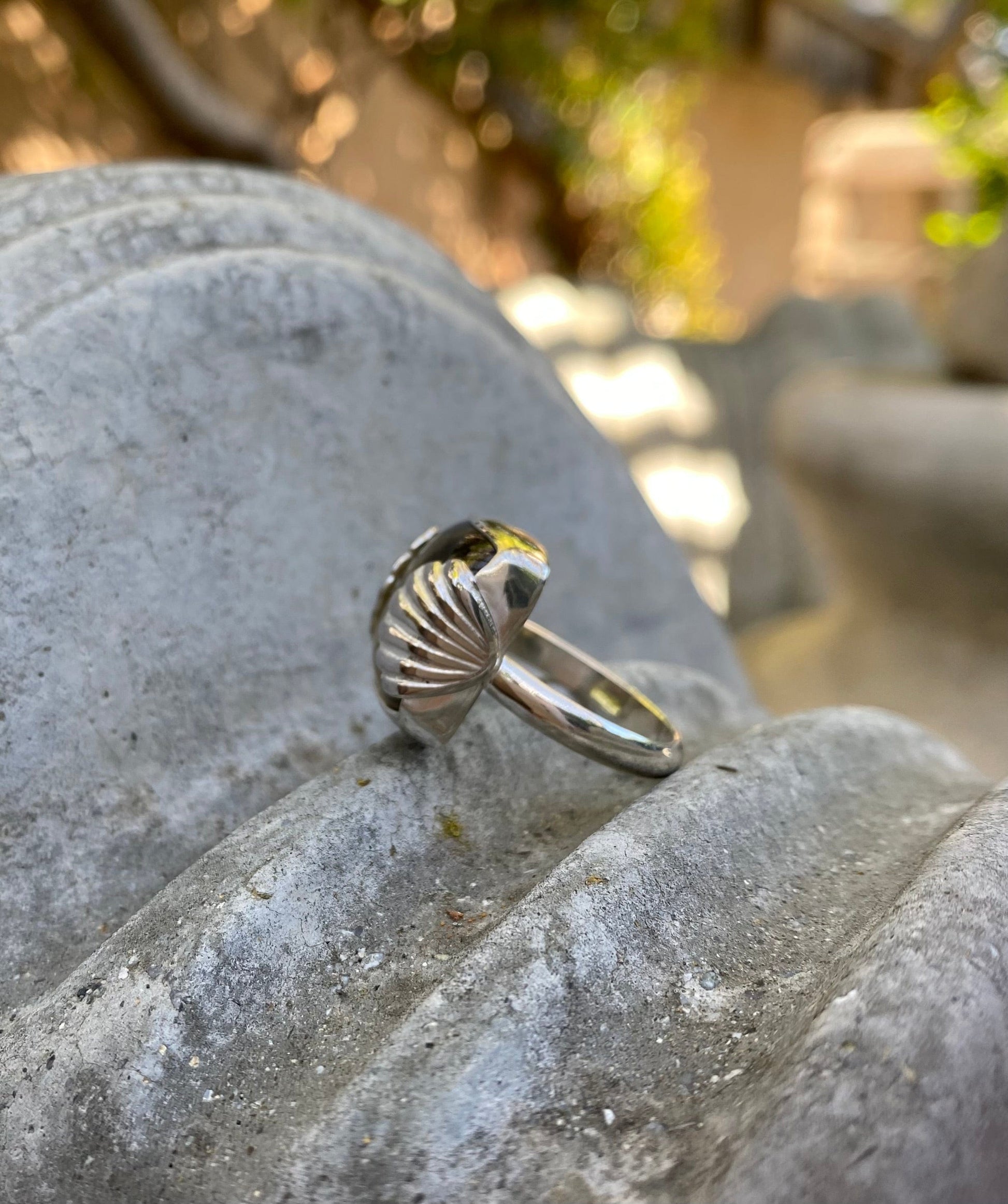 Lemon Quartz and Shells Sterling Ring Amy Jahn Consignment