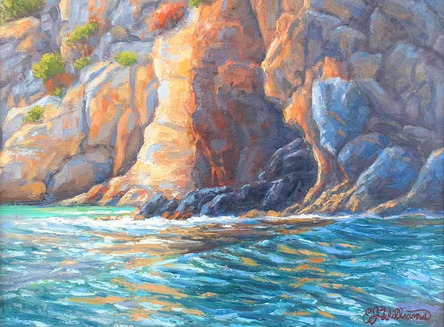 "Long Point Rocks" Original Oil Painting EJ Williams Consignment