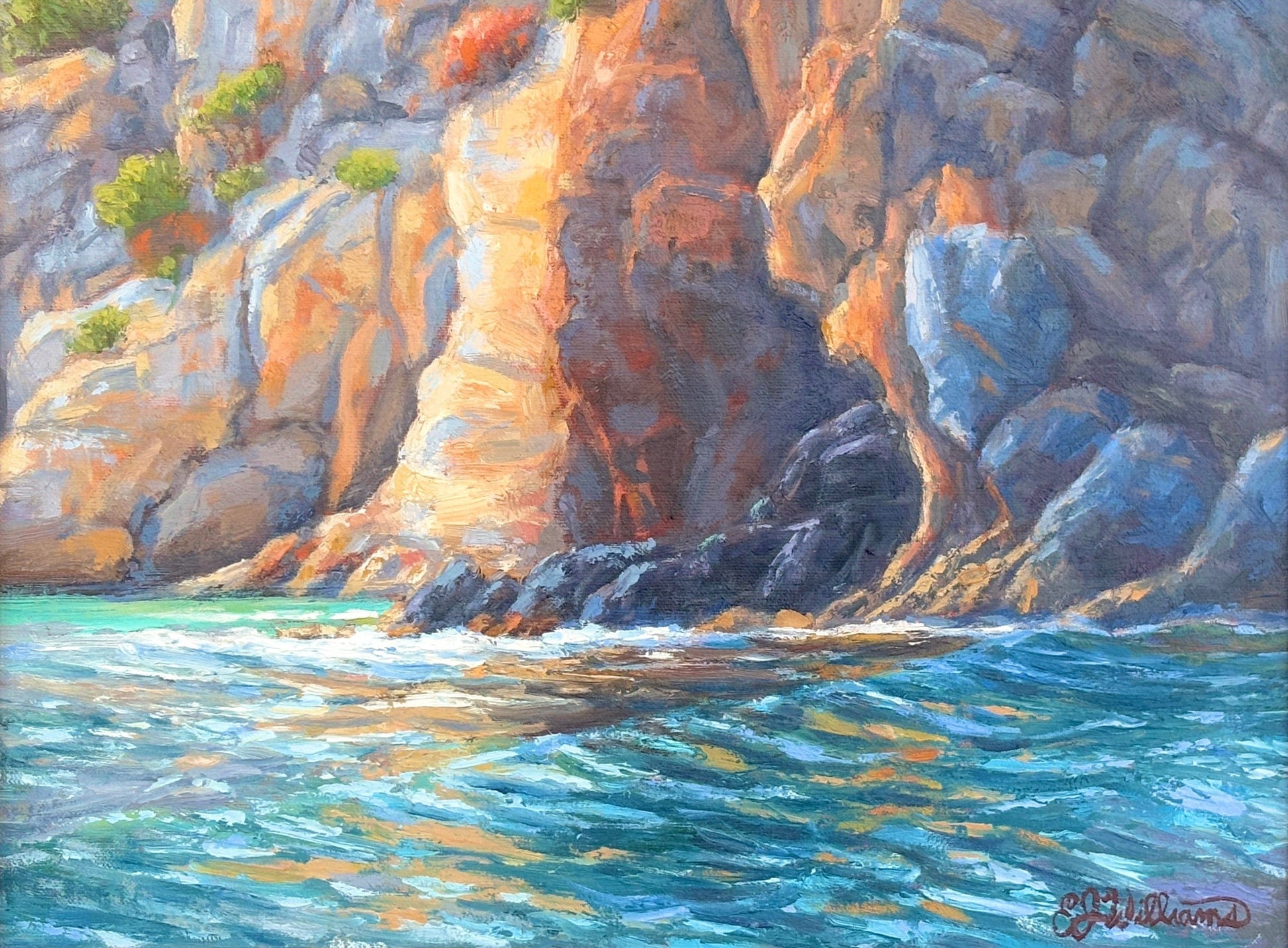 "Long Point Rocks" Original Oil Painting EJ Williams Consignment