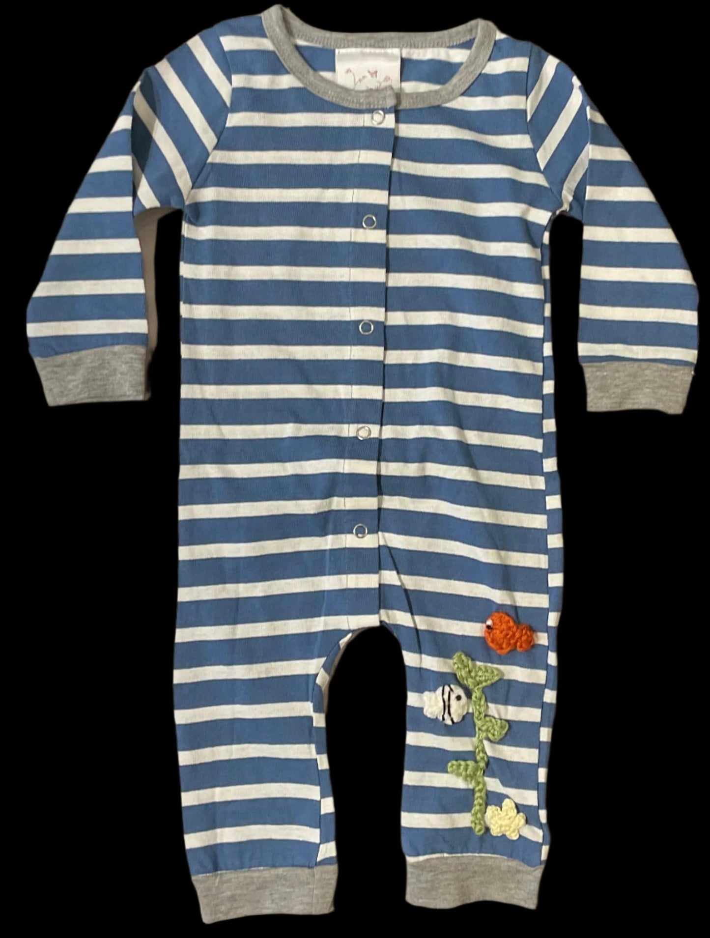 Long Sleeve Baby PJs with Garibaldi Fish K Hawthorne Consignment 12-18mo. blue/white