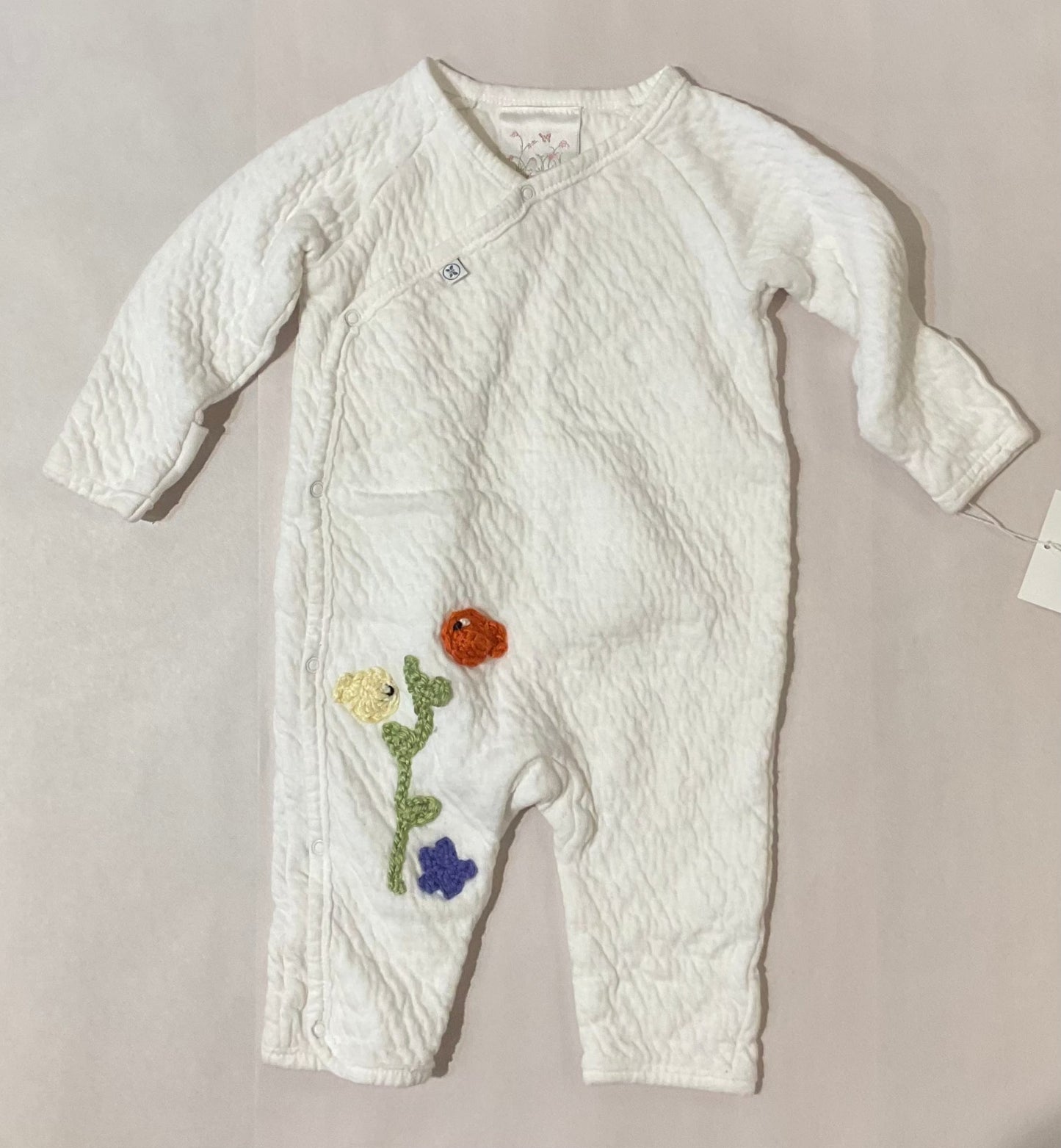 Long Sleeve Baby PJs with Garibaldi Fish K Hawthorne Consignment 3-6mo. white gauze cotton