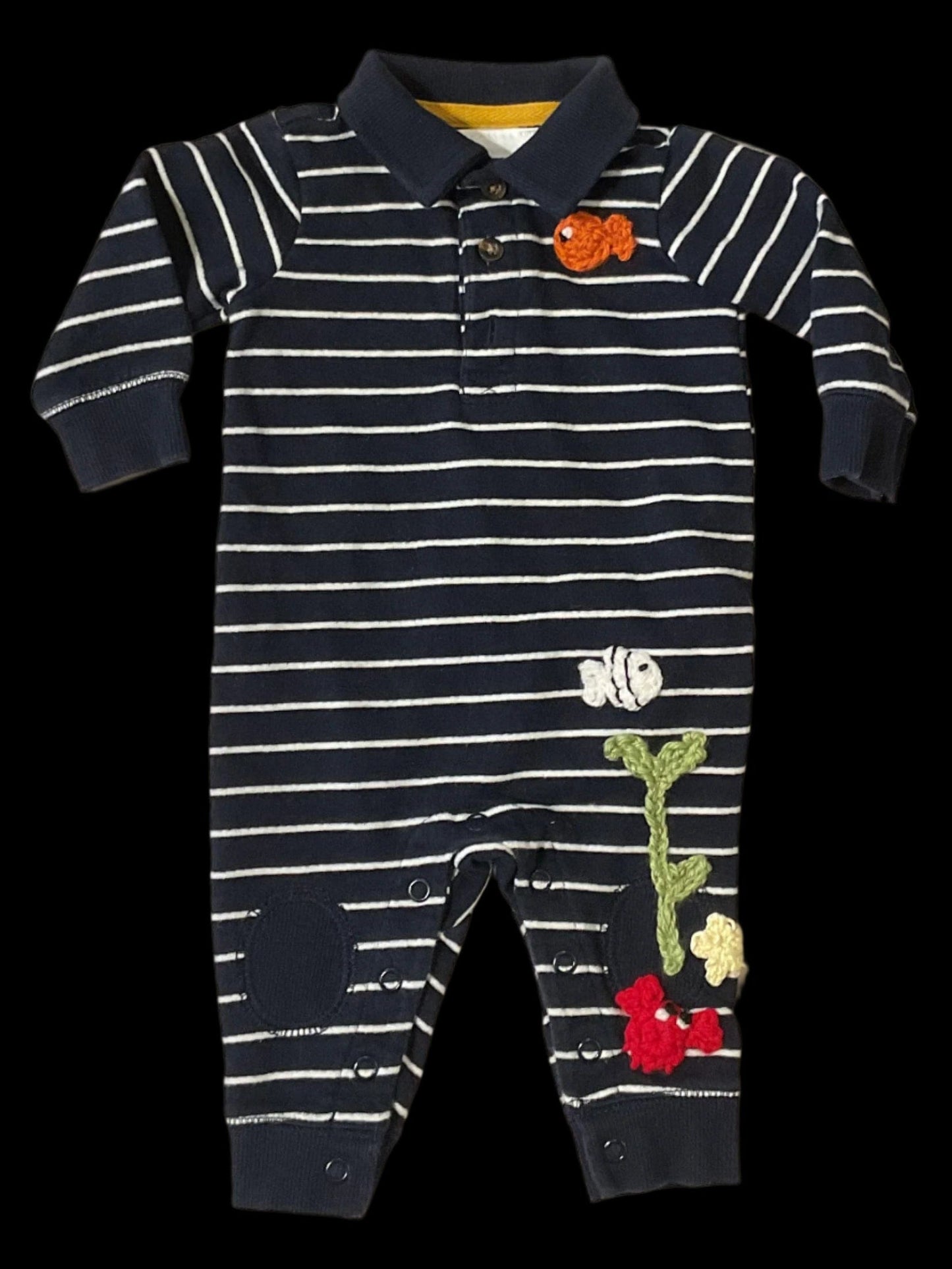 Long Sleeve Baby PJs with Garibaldi Fish K Hawthorne Consignment 3mo. navy/white