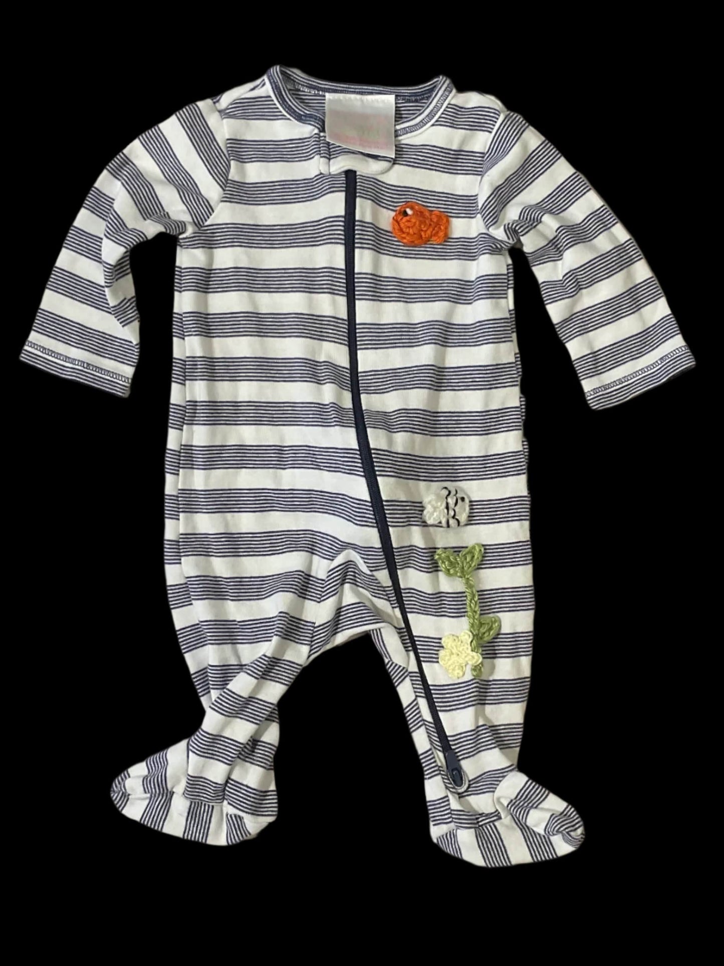 Long Sleeve Baby PJs with Garibaldi Fish K Hawthorne Consignment 3mo. white/navy