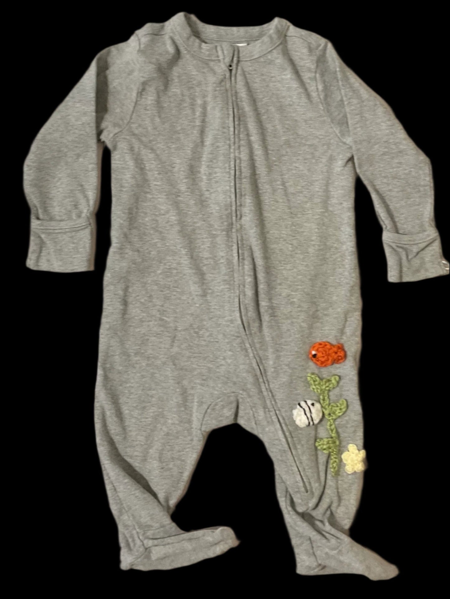 Long Sleeve Baby PJs with Garibaldi Fish K Hawthorne Consignment 6-9mo. solid gray