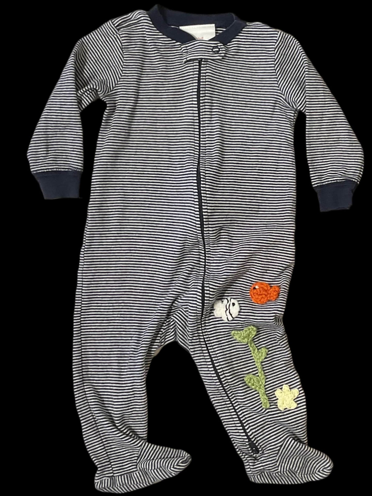 Long Sleeve Baby PJs with Garibaldi Fish K Hawthorne Consignment 9mo. Navy/White