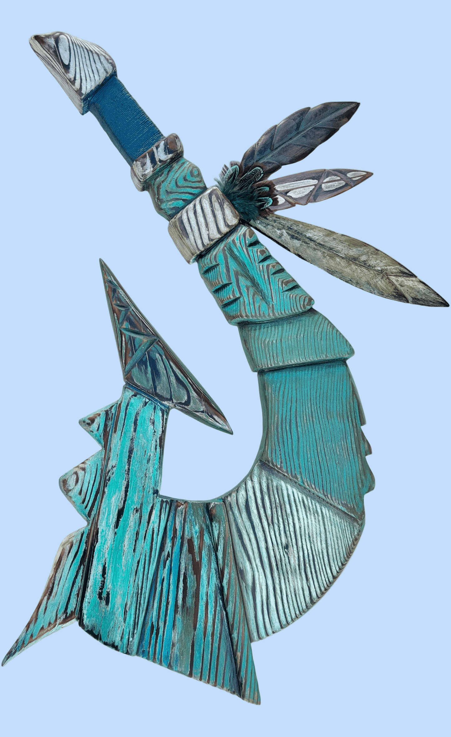 "Makau" Wooden Hawaiian Hook Carving JP Bravo Consignment