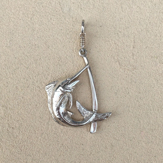 Marlin On Hook Pendant - .925 /14K Michiko Consignment Sterling Silver