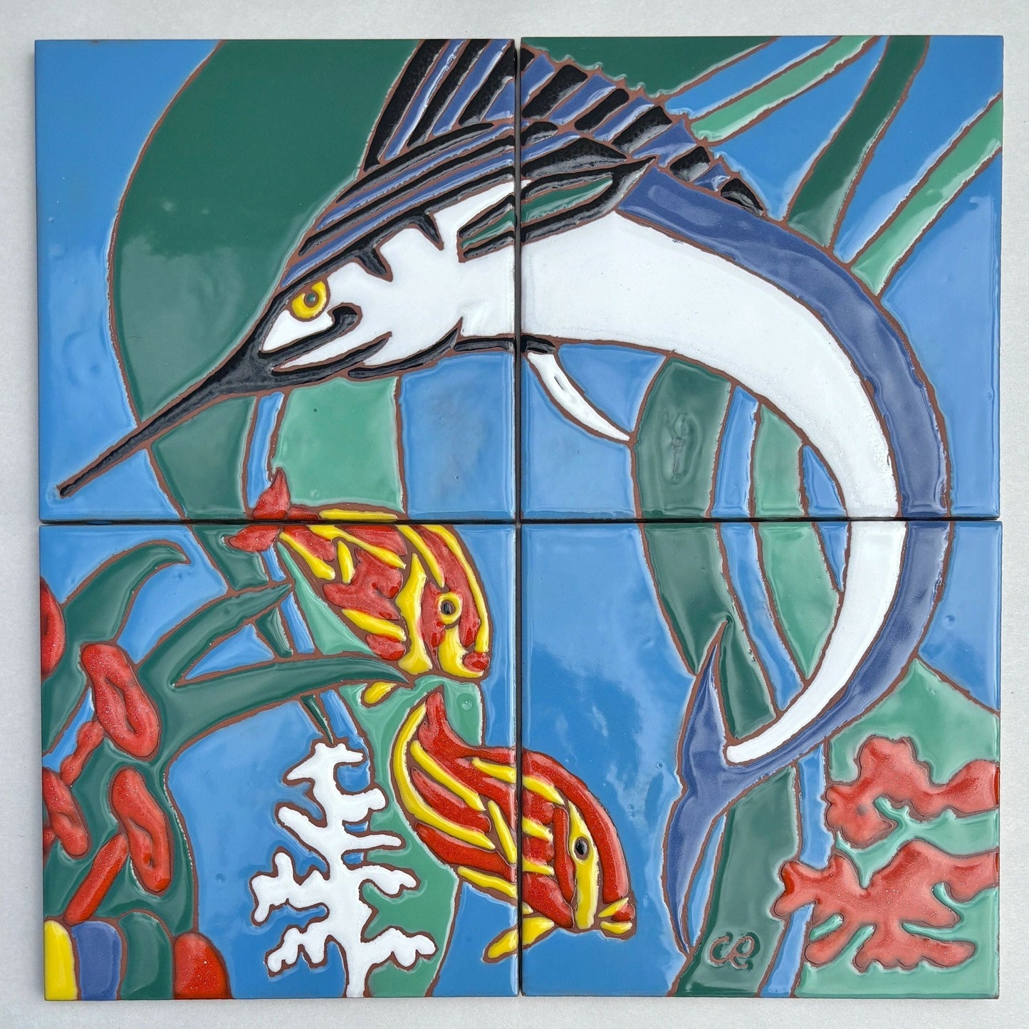 "Marlin" Tile Set Chris R Consignment 12" x 12" (no border)