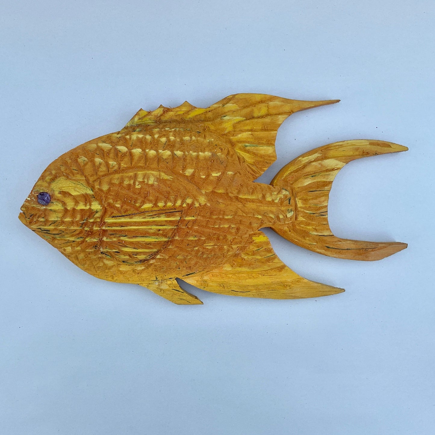 Medium/Large Wooden Fish by Daniel Daniel Floyd Inventory Large Golden Yellow Fish - facing left