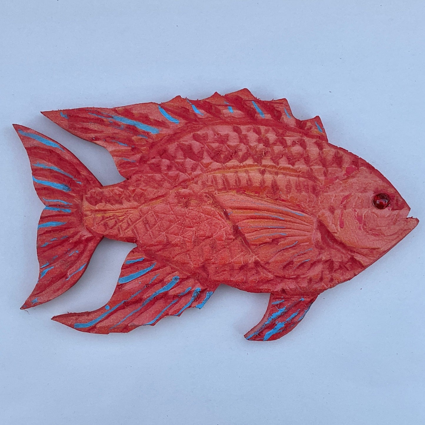 Medium/Large Wooden Fish by Daniel Daniel Floyd Inventory Medium Orange Fish - facing right
