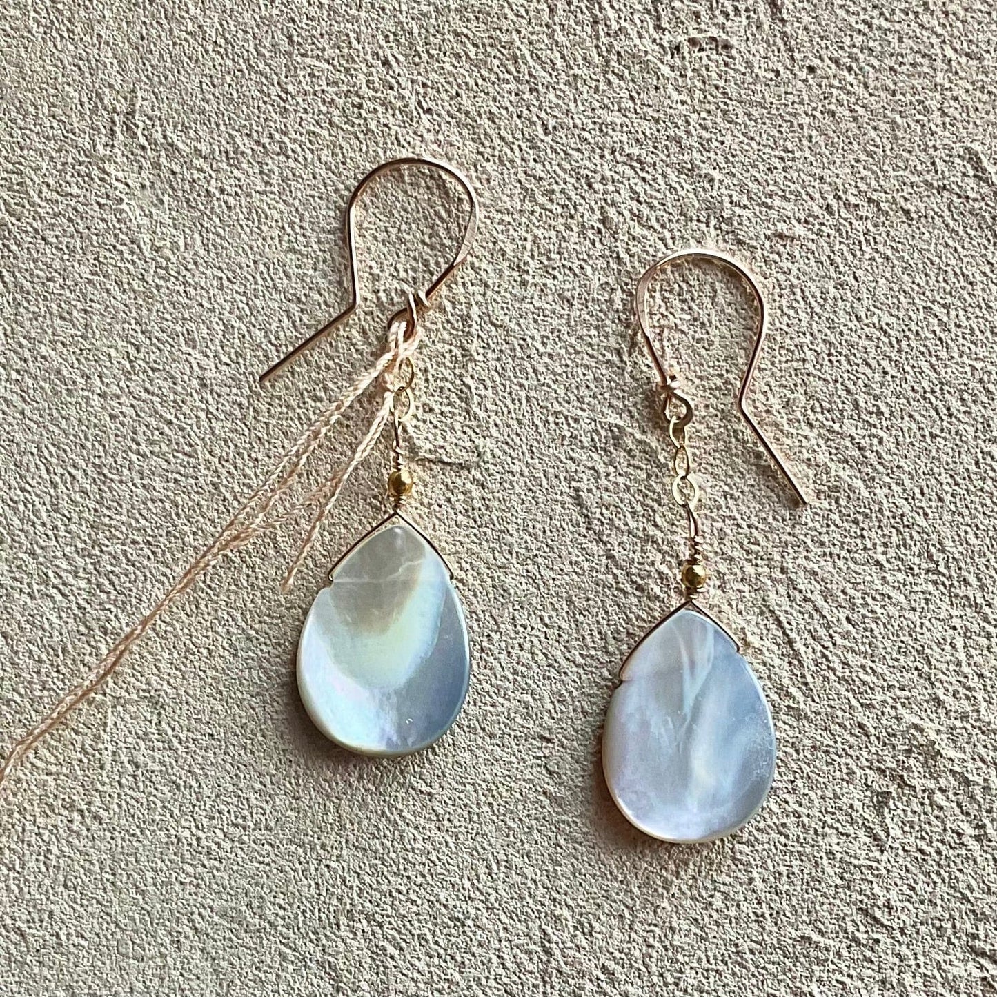 Mother of Pearl with Semi-Precious Stone Earrings Elise Peters Inventory 2" Tear Drop Mother of Pearl