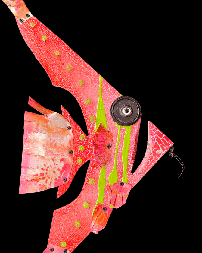 "Neon Pink Angler Fish" Upcycled/Eco-Folk Art Rodrigo Consignment
