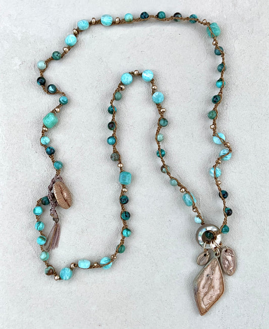 NEW! Casino Mermaid Necklace with Semi-Precious Stones Heidi Duran Inventory Amazonite and Turquoise