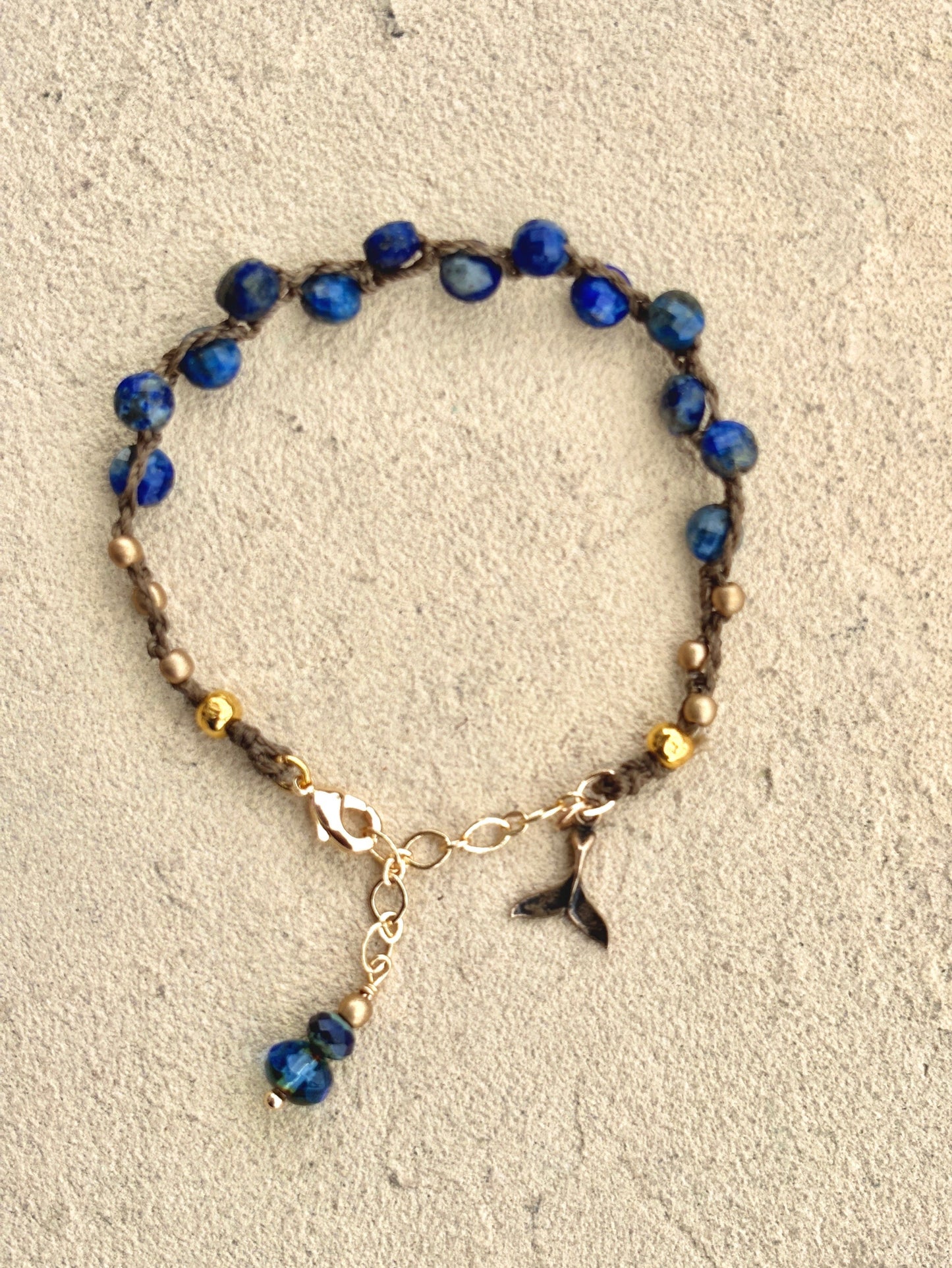 "Ocean Bubbles" Bracelets Heidi Duran Inventory Faceted Lapis w/gold beads