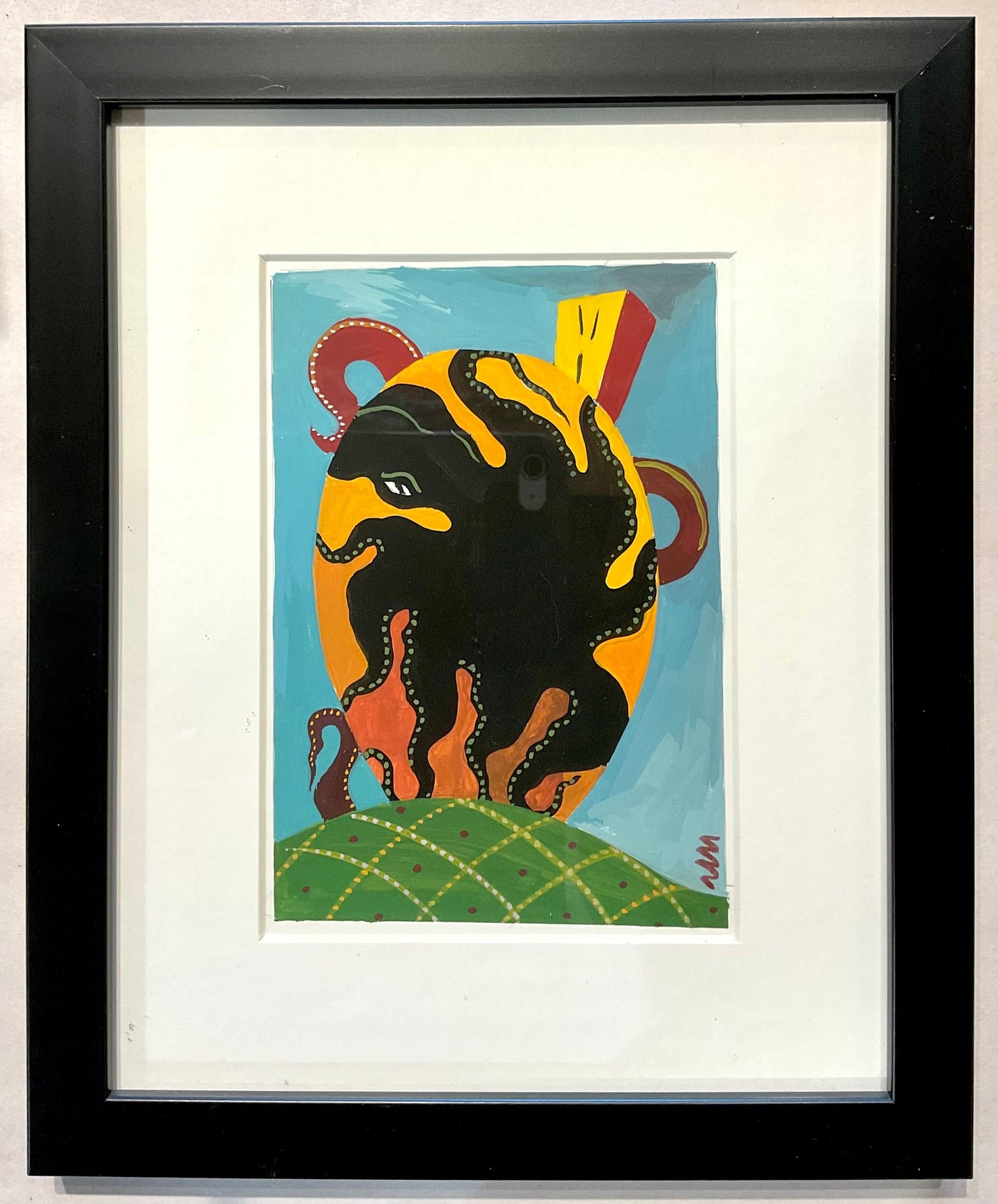 "Octopots" Small Original Gouache Paintings Mel Weiner Consignment #6