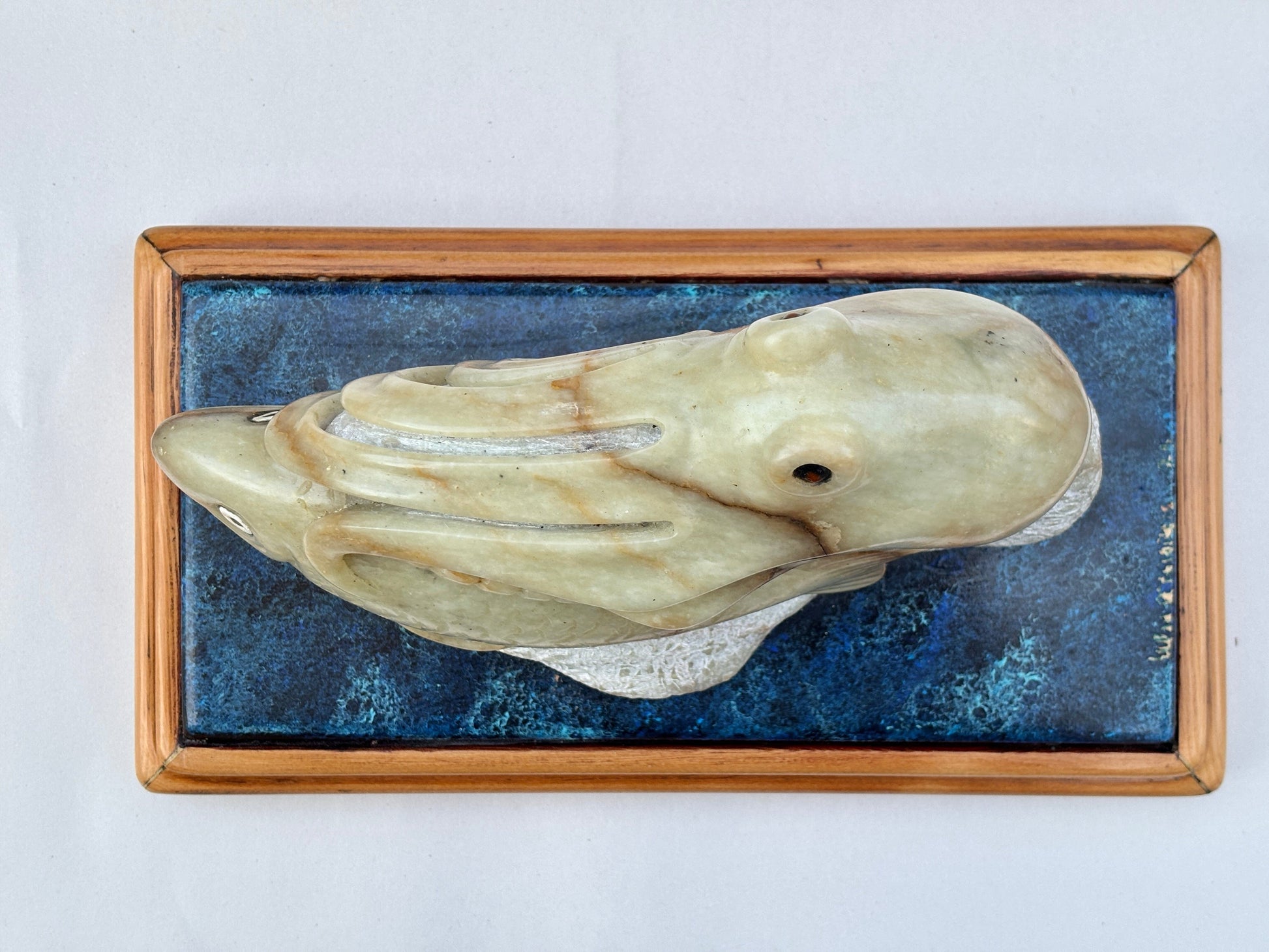 "Octopus and Fish" Alabaster Stone Sculpture Will Richards Consignment