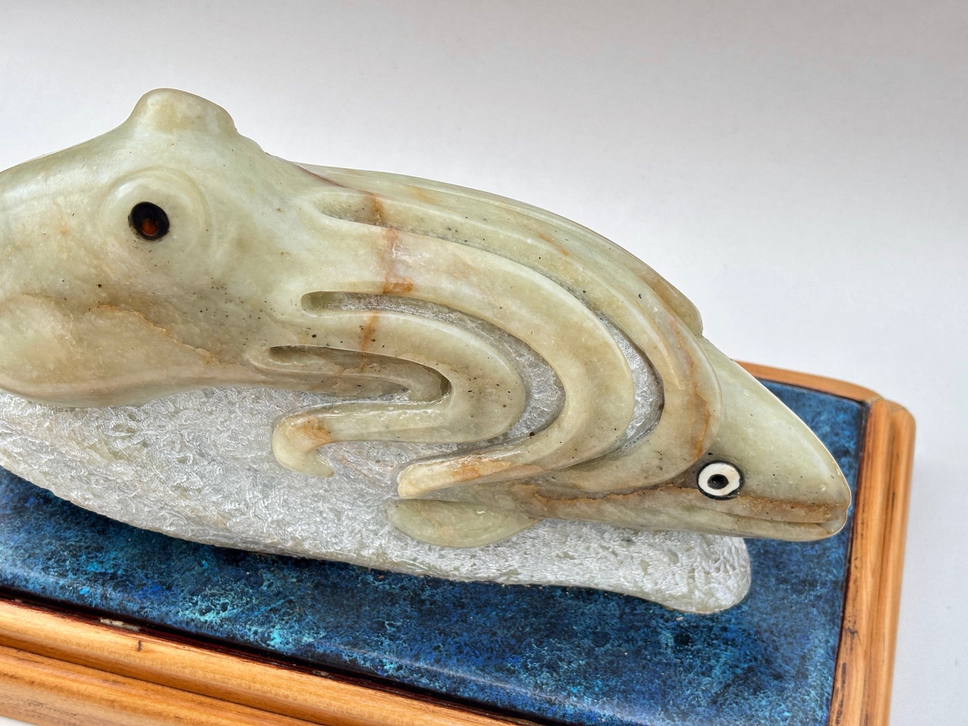 "Octopus and Fish" Alabaster Stone Sculpture Will Richards Consignment