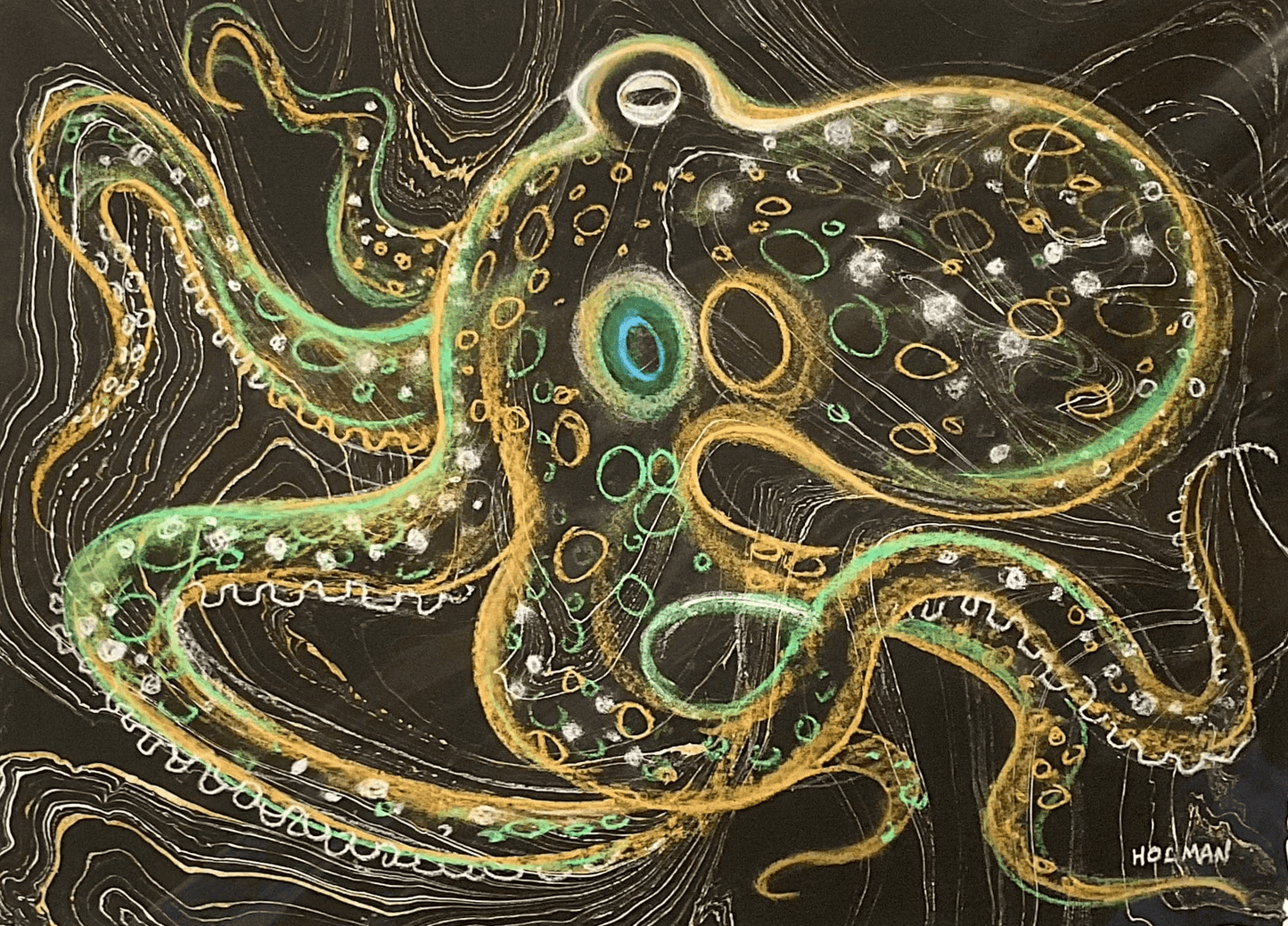 "Octopus Ghost #2" Giclee Print in Green/Yellow Stephen Holman Consignment