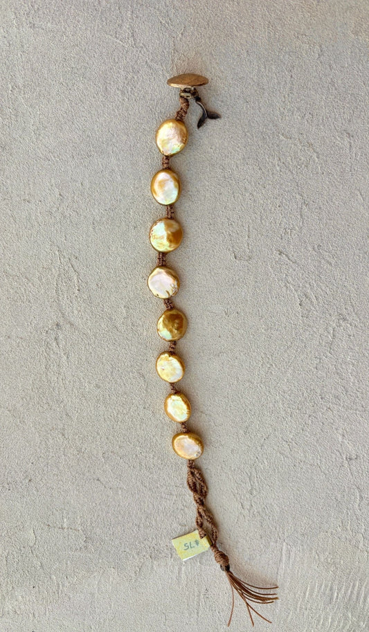 Pearl Woven Bracelets Heidi Duran Inventory Gold