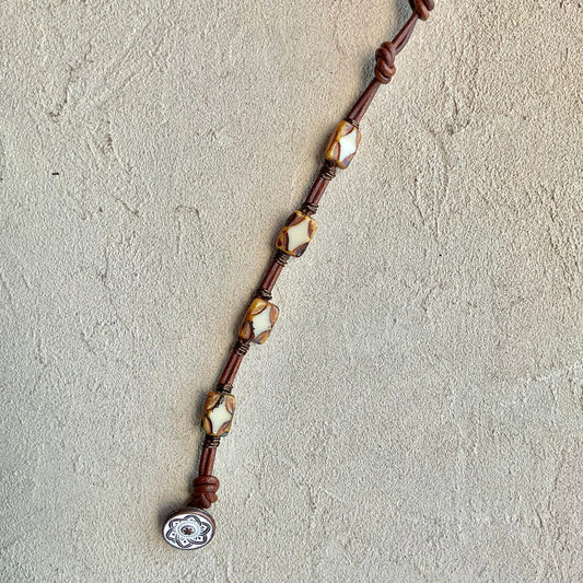 "Picasso" Bead Leather Bracelets Heidi Duran Inventory GOLDEN