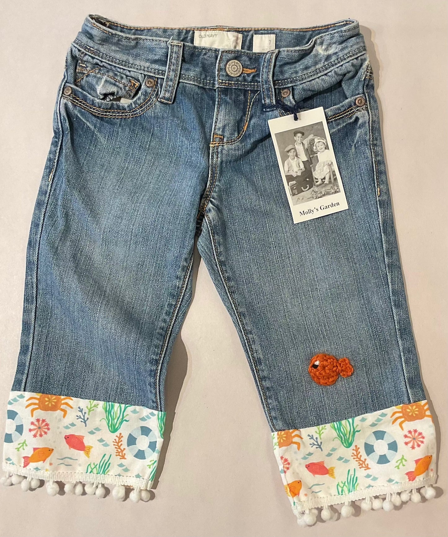 Pom Pom Seaside Denim Capris K Hawthorne Consignment 7 YR