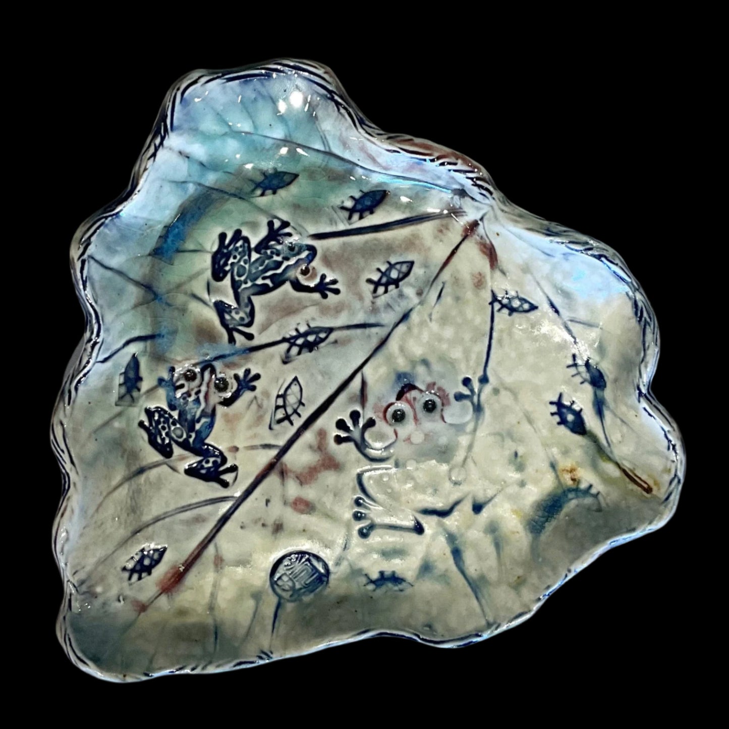 Porcelain Leaf Dish with Frogs Juls Inventory XL : Rounded