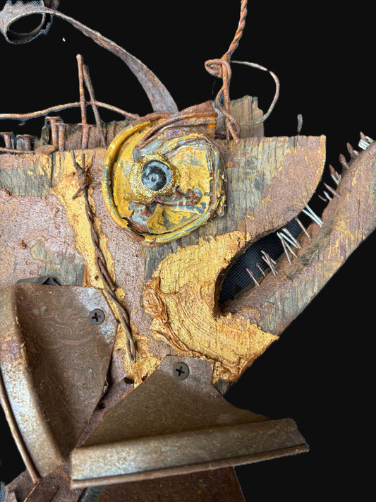 "Rust Angler" Upcycled/Eco-Folk Art Rodrigo Consignment