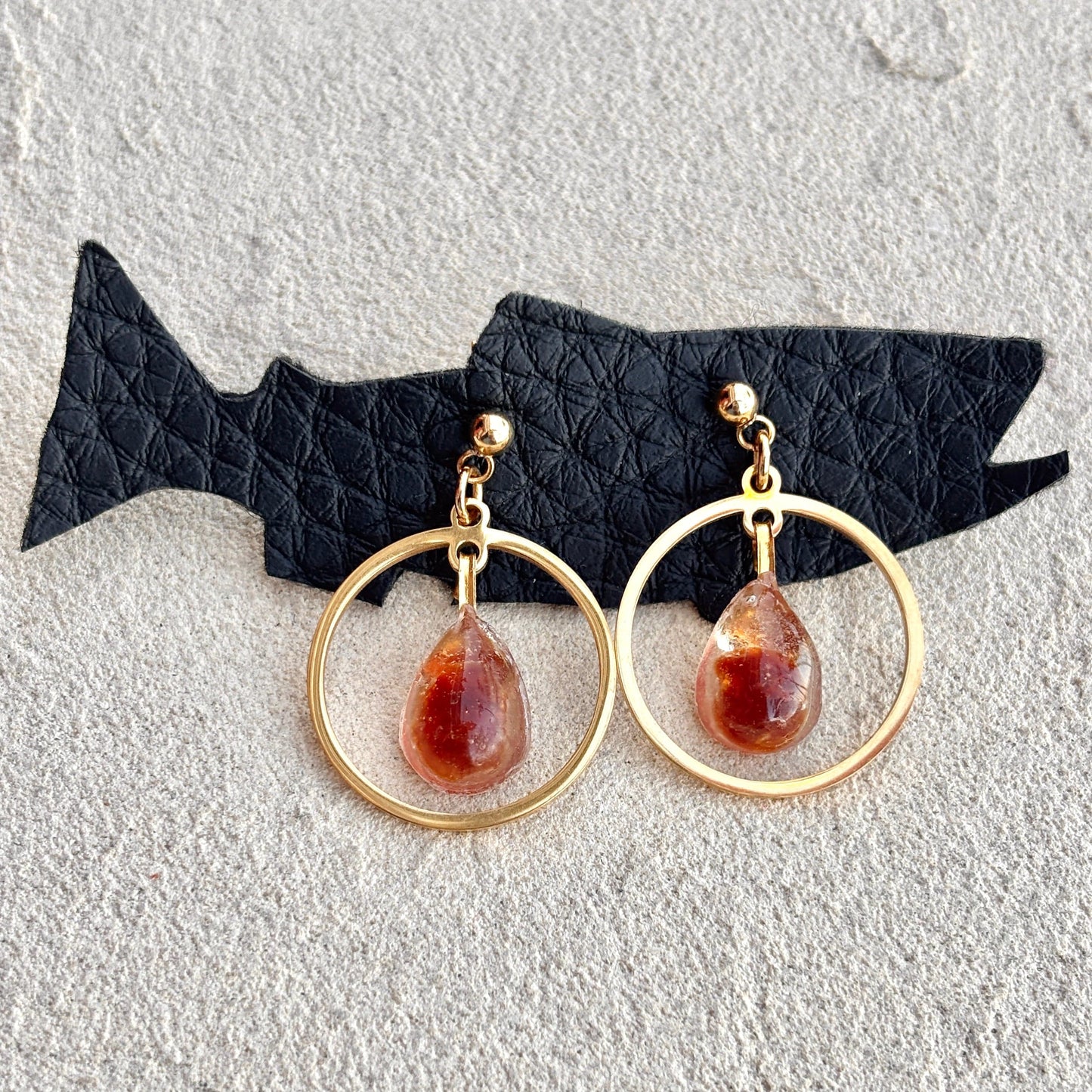 Salmon Roe Drop Earrings Magdalena Consignment Circle/Drop