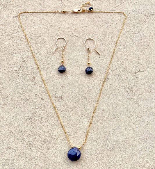 Sapphire 14k GF Necklace Earrings Set Elise Peters Inventory