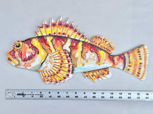"Sculpin Fish" Wooden Wall Sculpture M Gower Inventory