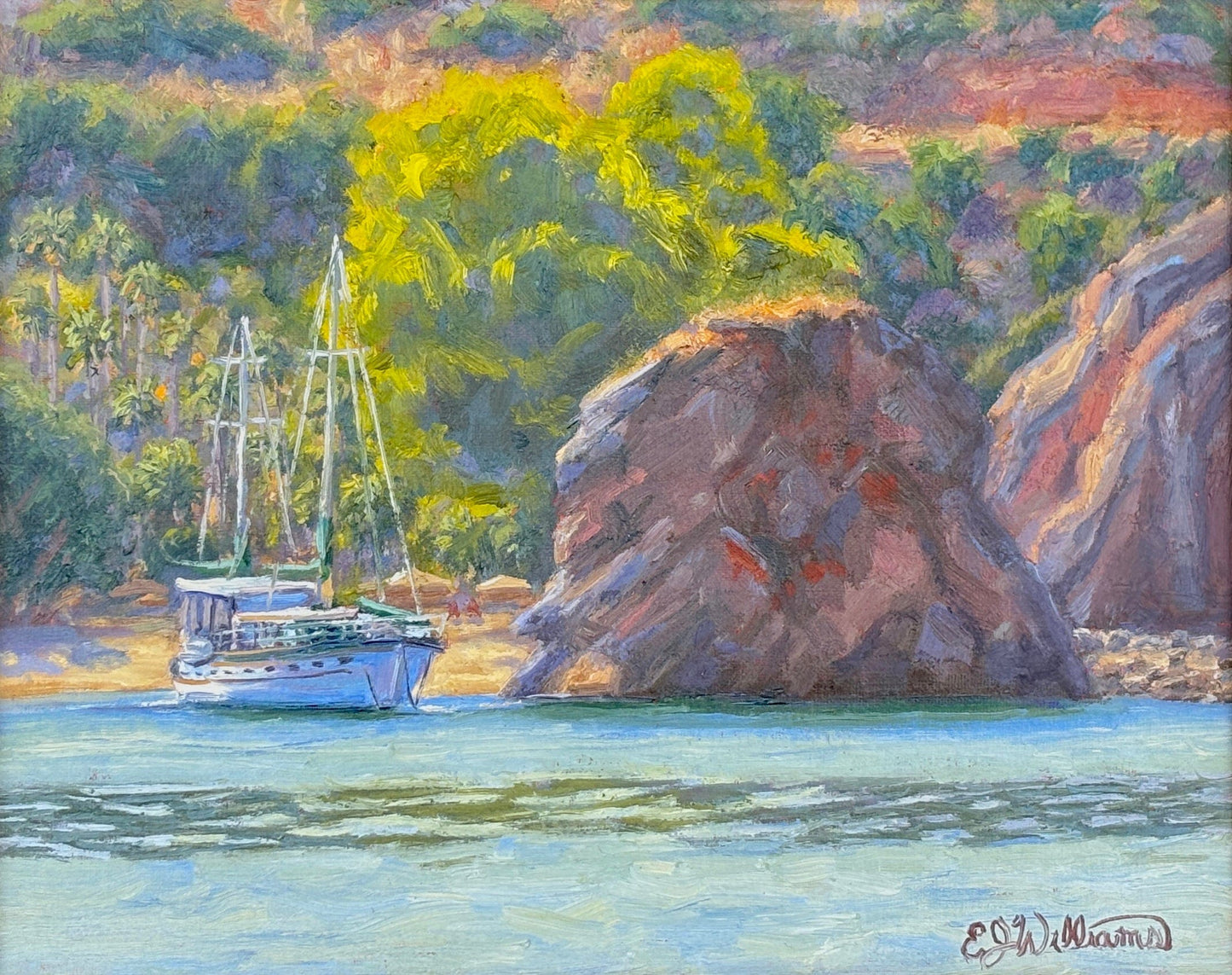"Ship At Rest" Original Oil Painting EJ Williams Consignment