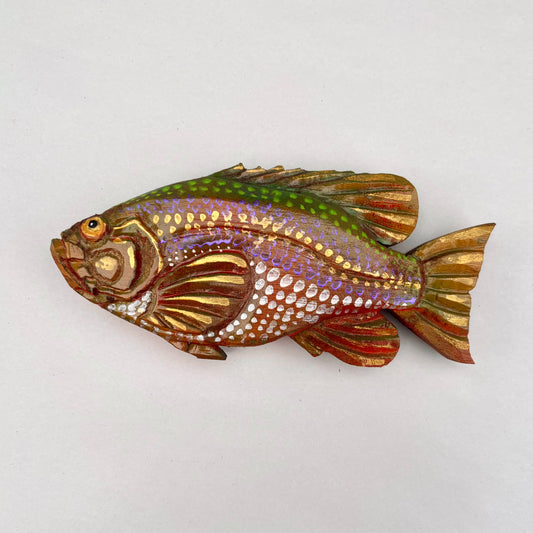 Small/Medium Colorful Wooden 3-Dimensional Fish by Daniel Daniel Floyd Consignment BROWN FISH
