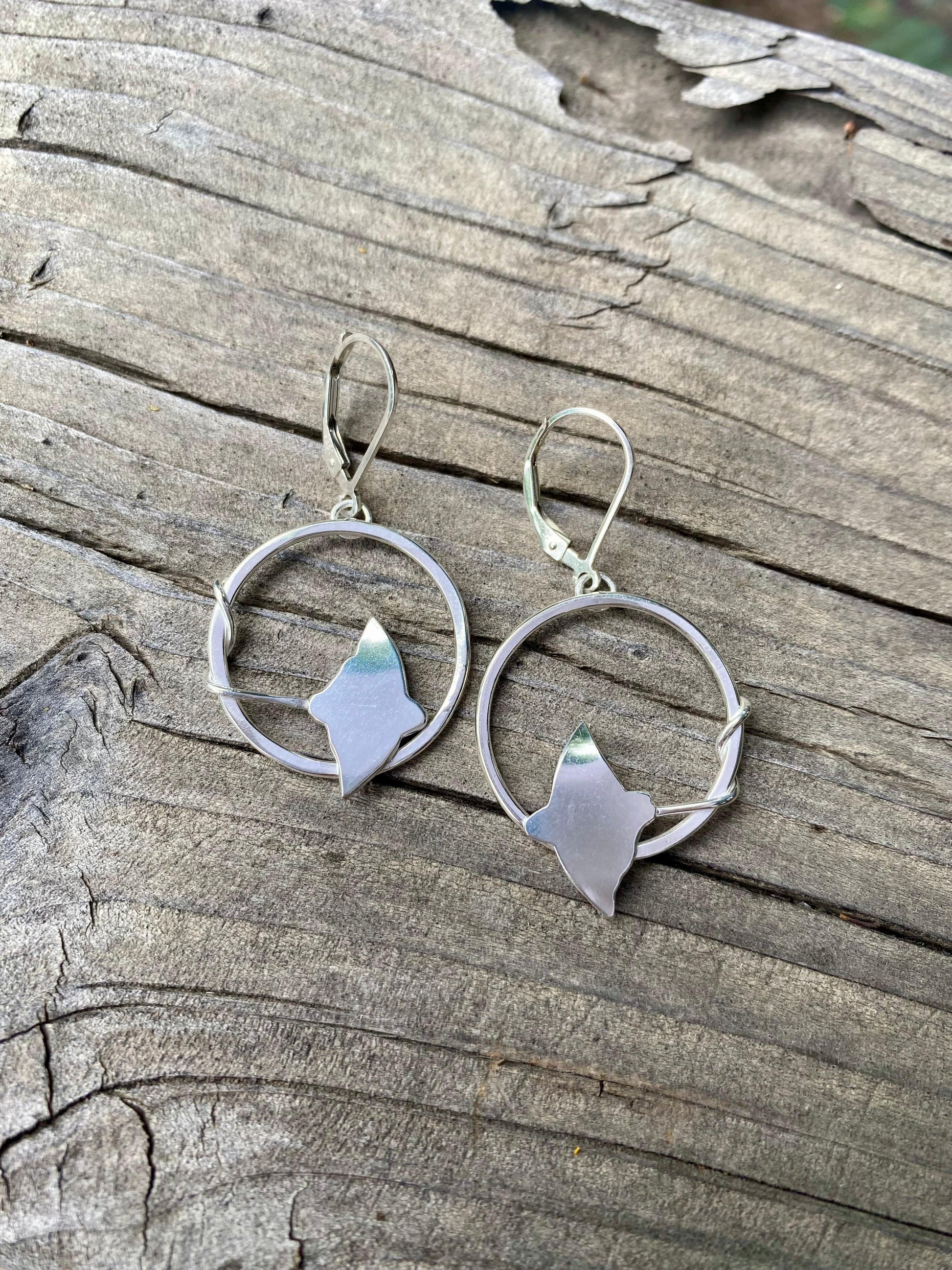 Sterling Hoop Earrings with Shark/Rays Amy Jahn Consignment Sting Rays (7/8")