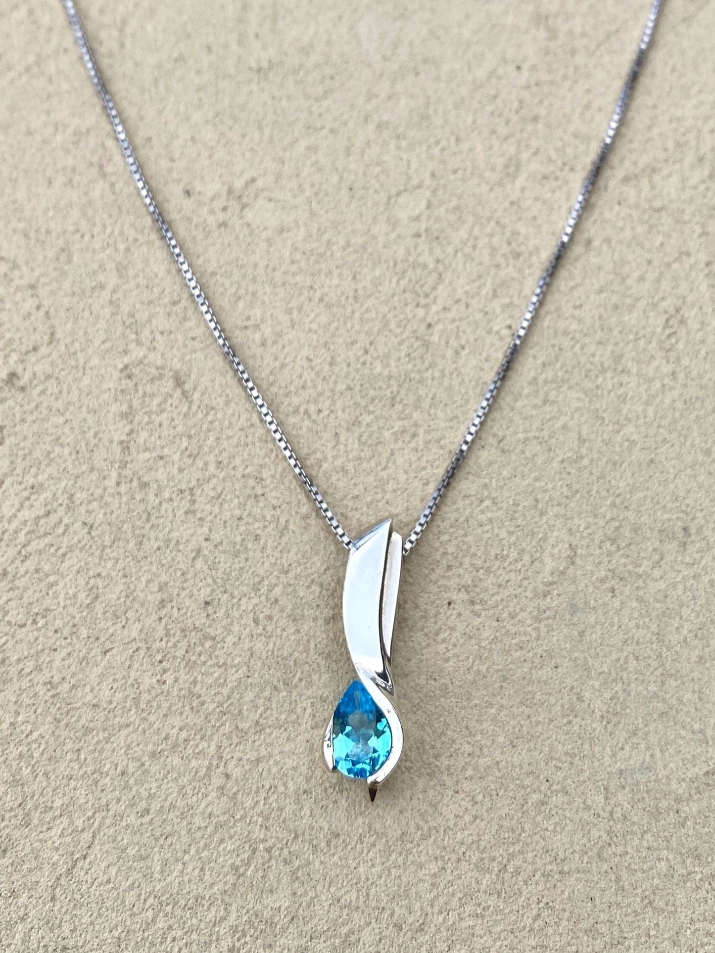 Sterling Silver Pendants with Semi-Precious Stones Michiko Consignment Tear Drop Topaz