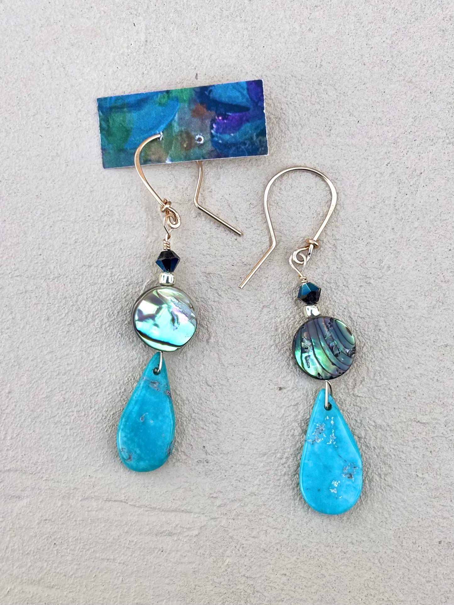 Turquoise 14K Gold-Filled Earrings Elise Peters Inventory Abalone and Turq.