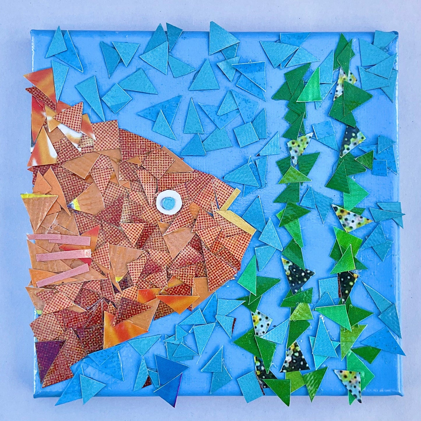 Vinyl Garibaldi Collage - Upcycled from Catalina Banners K Hawthorne Consignment 8" x 8" - Blue