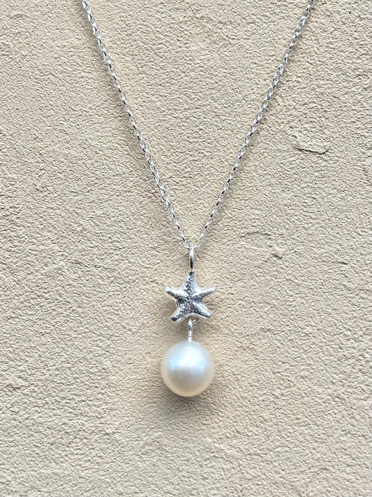 White South Sea Pearl with Sterling Charm Necklace Amy Jahn Consignment Sea Star