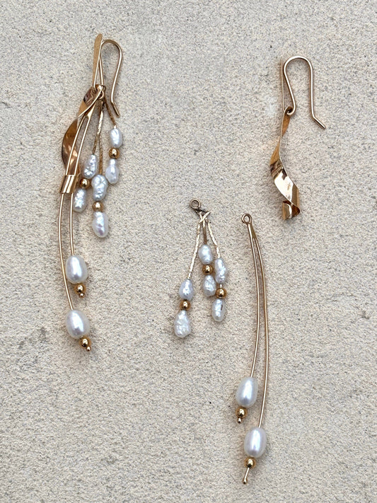 14K Gold Pearl Convertible Earrings Michiko Consignment