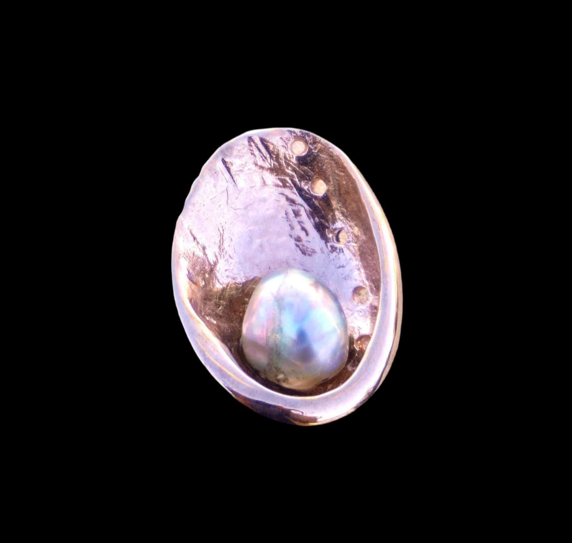 14K Rose Gold Abalone Shell with Rare Green Abalone Pearl Necklace ...