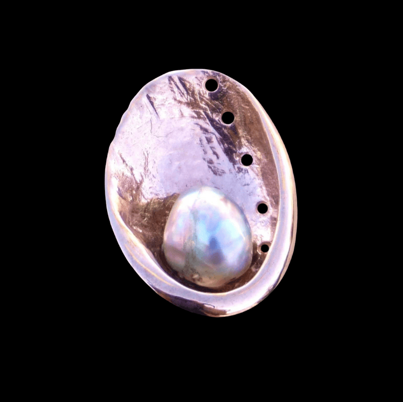 14K Rose Gold Abalone Shell with Rare Green Abalone Pearl Necklace Michiko Inventory