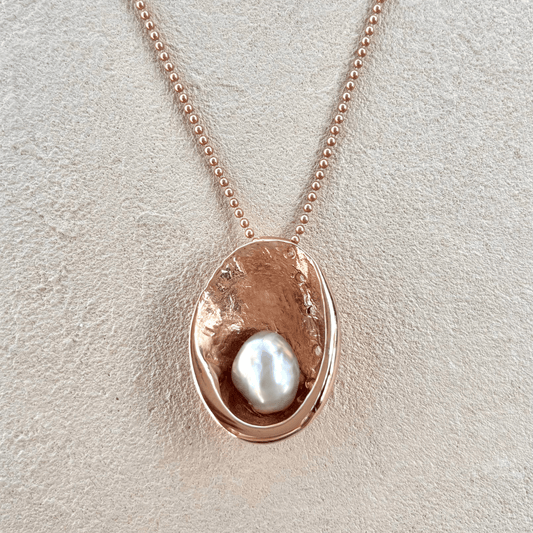 14K Rose Gold Abalone Shell with Rare Green Abalone Pearl Necklace Michiko Inventory