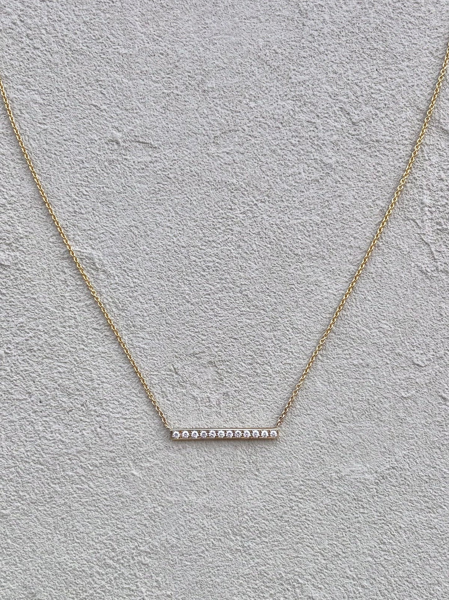 14K Yellow Gold 20mm Bar Necklace with Diamonds Michiko Consignment