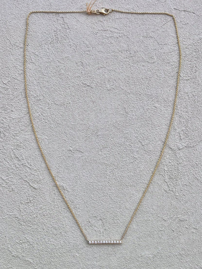 14K Yellow Gold 20mm Bar Necklace with Diamonds Michiko Consignment