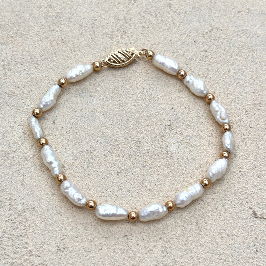 14K Yellow Gold Fresh Water Pearl Bracelet Afishinados Inventory