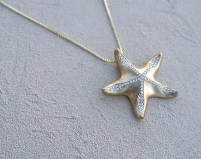 14K Yellow Gold XL Sea Star Necklace Michiko Consignment