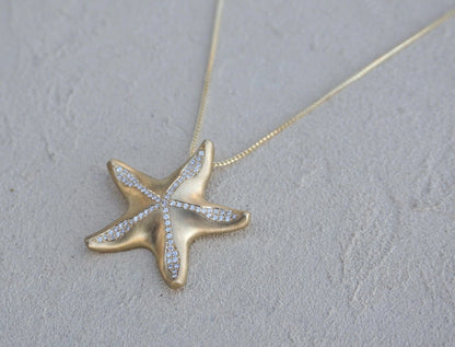 14K Yellow Gold XL Sea Star Necklace Michiko Consignment