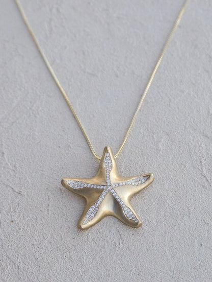 14K Yellow Gold XL Sea Star Necklace Michiko Consignment