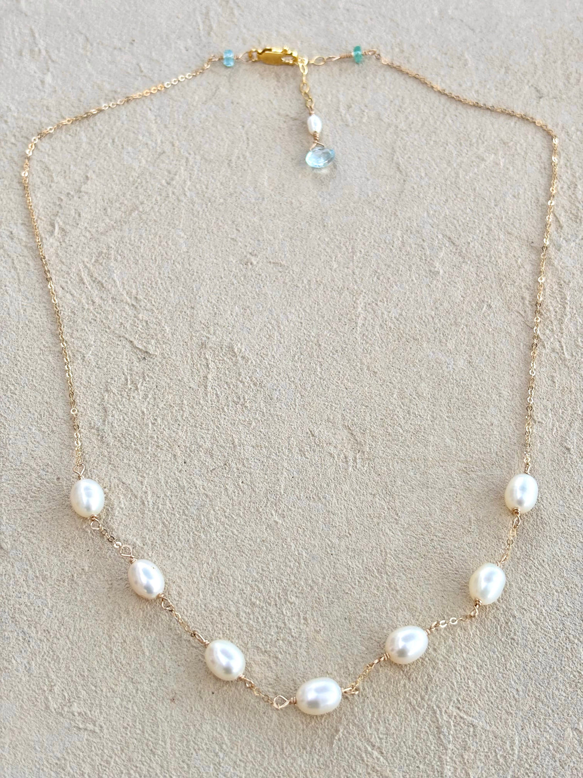 7-Pearl Linked Necklace on 14K Gold-Filled chain Elise Peters Inventory