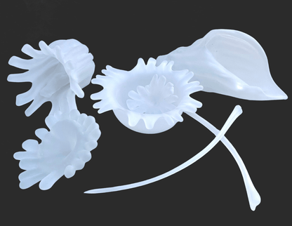 8 Piece Hand Blown Glass "Ghost Coral" by Mariah Conner Mariah A. Conner Consignment